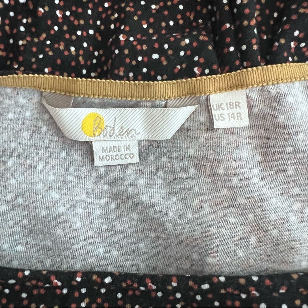 Boden Dark Brown Micro-Dot Print Long Sleeve Midi Dress - Picture 5 of 13